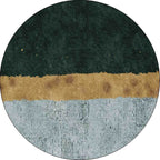 Green and gold novelty rug Polyester color block rug washable non-slip backing rug for living room
