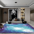 Contemporary modern rug in blue outdoor constellation pattern rug polyester washable rug for home decoration