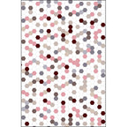 White Bedroom Rug Modern Polka Dot Pattern Hexagon Pattern Rug Polyester Non-Slip Back Rug