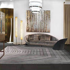 Unique striped rug grey simple rug polyester washable non-slip backing rug for the living room