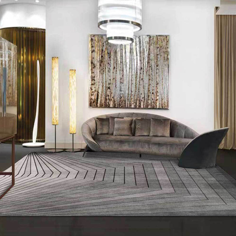 Unique striped rug grey simple rug polyester washable non-slip backing rug for the living room