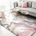 Modern living room rug in gray and pink Abstract seawater print rug Polyester washable pet-friendly rug