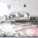 Modern living room rug in gray and pink Abstract seawater print rug Polyester washable pet-friendly rug