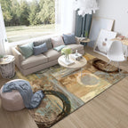 New Abstract Rug Light Brown Polyester Rug Machine Washable Non-Slip Area Rug for the Bedroom