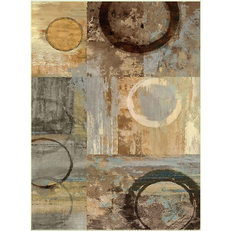 New Abstract Rug Light Brown Polyester Rug Machine Washable Non-Slip Area Rug for the Bedroom