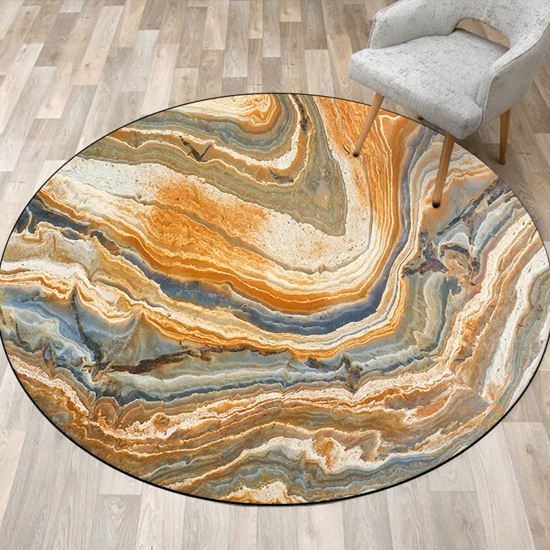 Orange bedroom rug Modern abstract rock texture pattern area rug Polyester non-slip washable rug