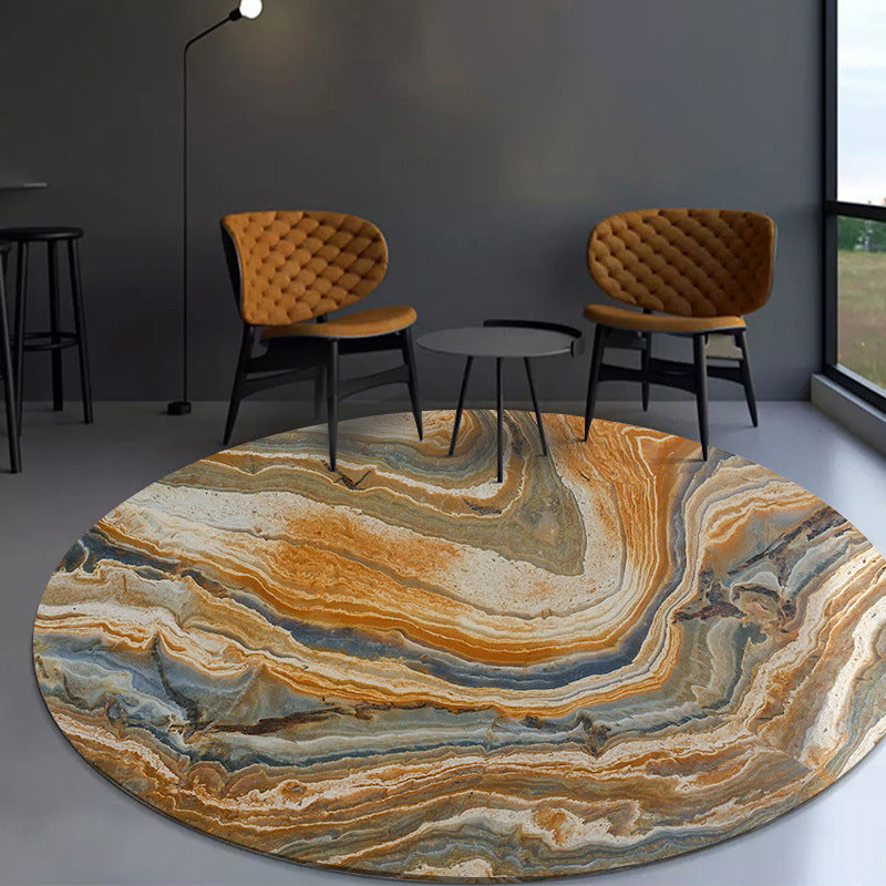 Orange bedroom rug Modern abstract rock texture pattern area rug Polyester non-slip washable rug