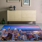 Purple novelty carpet polyester geo-pattern rug washable non-slip backing rug for living room