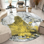 Yellow and White Bedroom Carpet Modern Abstract Painting Pattern Carpet Polyester Pet-Friendly Washable Carpet