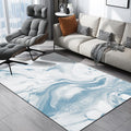 Modern living room rug in blue and white abstract ocean print rug polyester washable pet-friendly rug