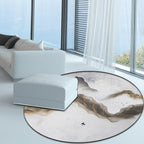 Light gray oriental carpet Polyester swirl stripe pattern carpet with mountain and bird washable non-slip backing flooring for the living room