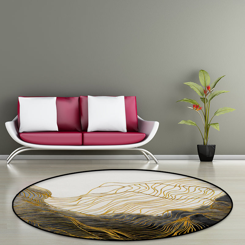 Classic stripe carpet gray and white polyester carpet machine washable non-slip carpet for the bedroom