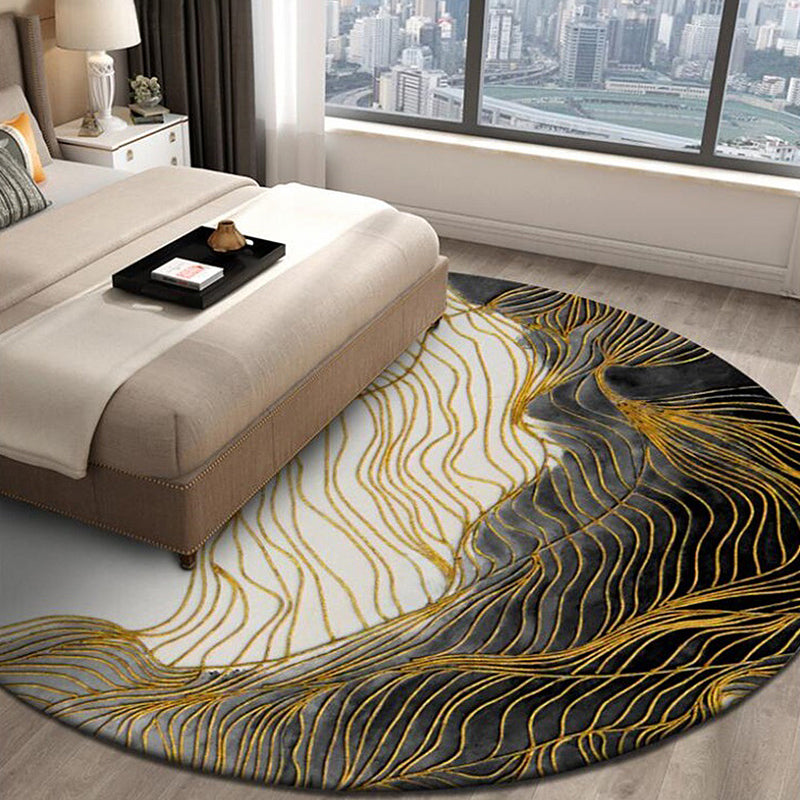 Classic stripe carpet gray and white polyester carpet machine washable non-slip carpet for the bedroom
