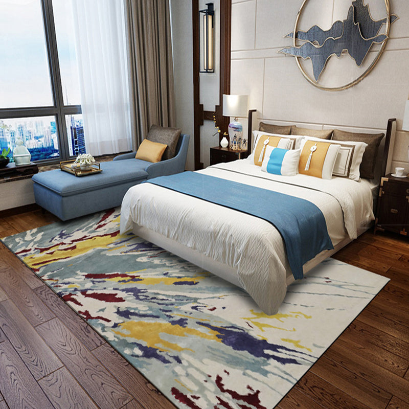 Camel Multicolored Modern Carpet Polyester Watercolor Pattern Carpet Washable Non-Slip Back Mat Carpet for Living Room