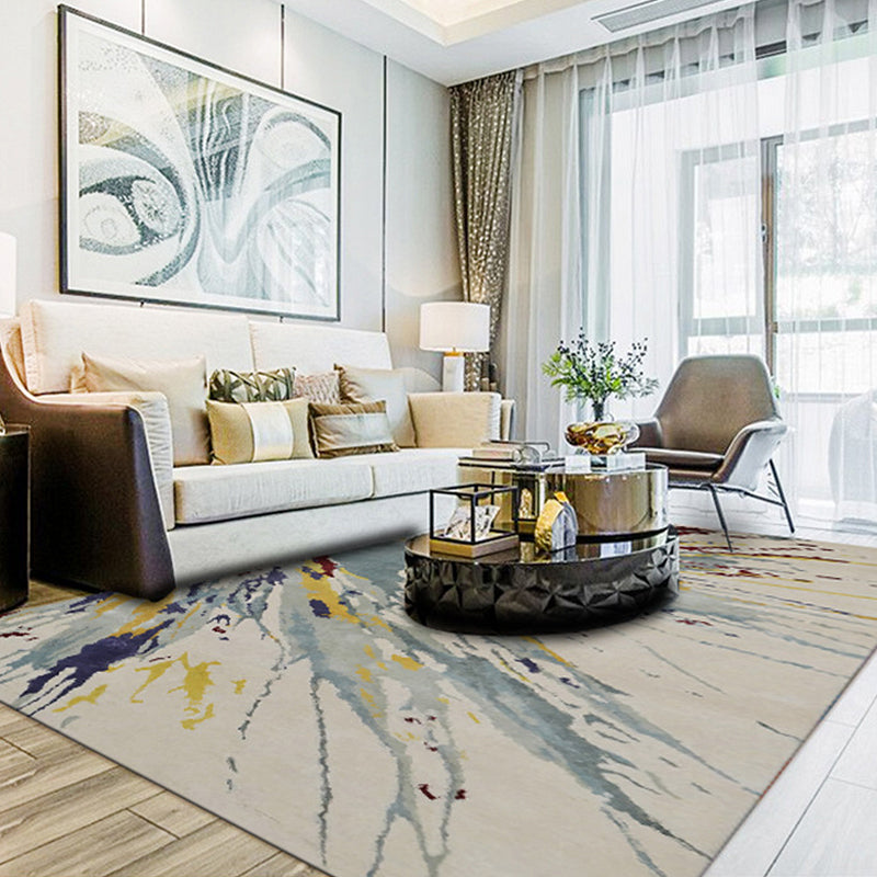 Camel Multicolored Modern Carpet Polyester Watercolor Pattern Carpet Washable Non-Slip Back Mat Carpet for Living Room