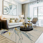 Camel Multicolored Modern Carpet Polyester Watercolor Pattern Carpet Washable Non-Slip Back Mat Carpet for Living Room