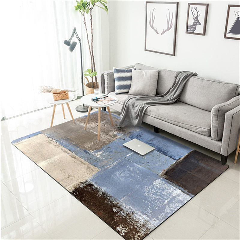Gray and Brown Contemporary Rug Polyester Brushstroke Pattern Rug Washable Non-Slip Back Rug for the Living Room