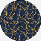 Contemporary Modern Rug in Blue Belt Chain Design Rug Polyester Washable Rug for Home Decoration