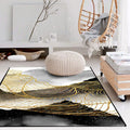 Nordic Modern Rug in Black and White Abstract Ink Painting Line Pattern Rug Polyester Washable Rug for Home Decor