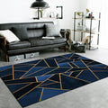 Dark blue novelty carpet Polyester geometric pattern carpet washable non-slip backing carpet for the living room