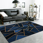 Dark blue novelty carpet Polyester geometric pattern carpet washable non-slip backing carpet for the living room