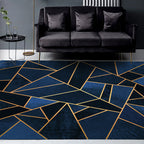 Dark blue novelty carpet Polyester geometric pattern carpet washable non-slip backing carpet for the living room