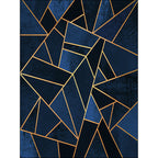 Dark blue novelty carpet Polyester geometric pattern carpet washable non-slip backing carpet for the living room