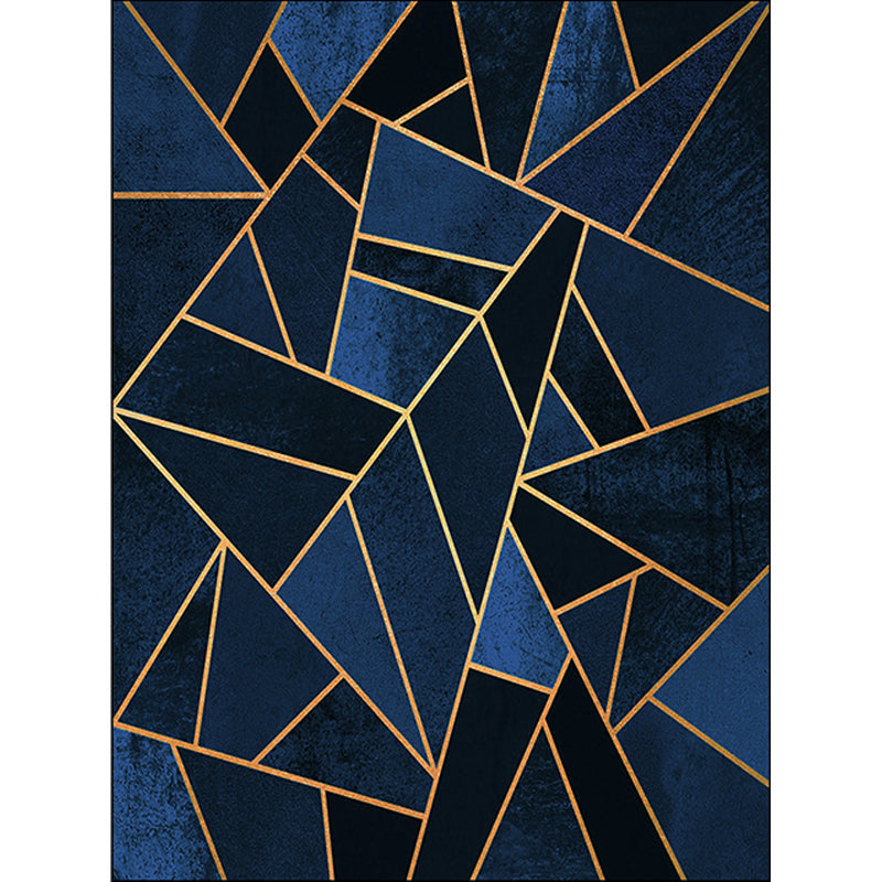 Dark blue novelty carpet Polyester geometric pattern carpet washable non-slip backing carpet for the living room