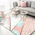 Pink Bedroom Rug Modern Color Block Geometry Marble Pattern Area Rug Polyester Washable Stain Resistant Rug