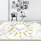 Modern marble surface pattern rug White and Black Polyester rug Machine washable Non-slip rug for the bedroom