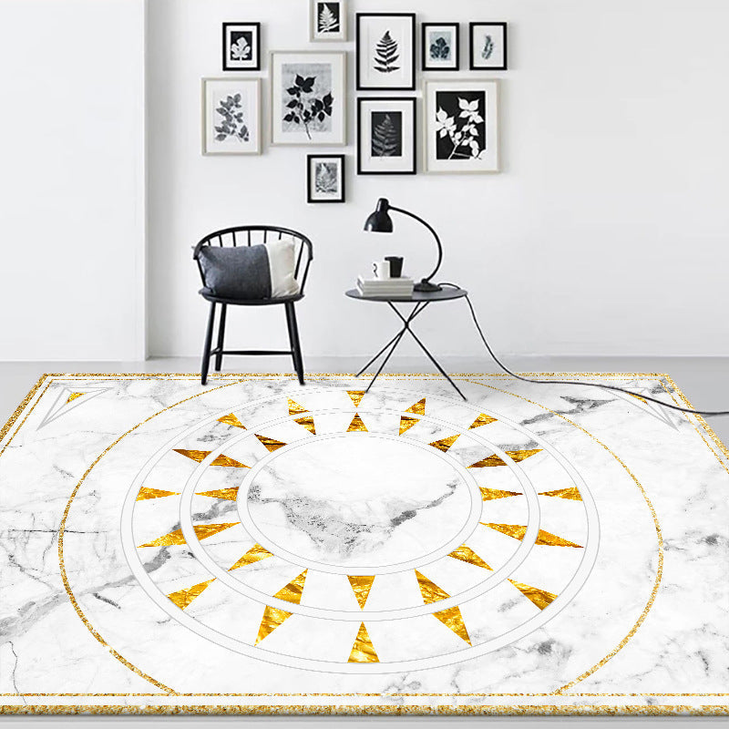 Modern marble surface pattern rug White and Black Polyester rug Machine washable Non-slip rug for the bedroom