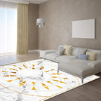 Modern marble surface pattern rug White and Black Polyester rug Machine washable Non-slip rug for the bedroom