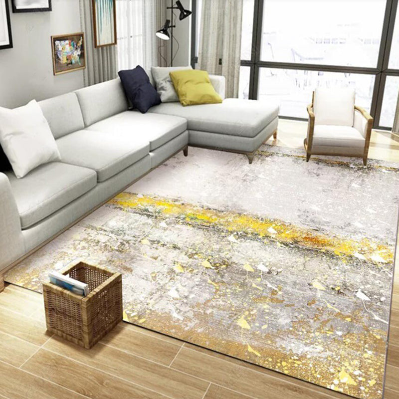 Modern living room carpet in gray Abstract oil painting print carpet Polyester pet-friendly area rug