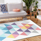 Modern living room rug in white geometric triangle pattern Rug Polyester non-slip washable rug
