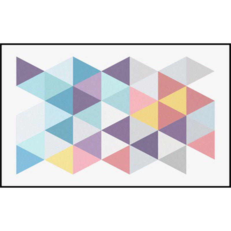 Modern living room rug in white geometric triangle pattern Rug Polyester non-slip washable rug