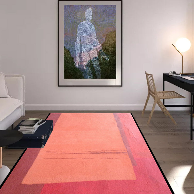 Red and yellow bedroom rug Modern abstract paint pattern area rug Polyester washable stain-resistant rug