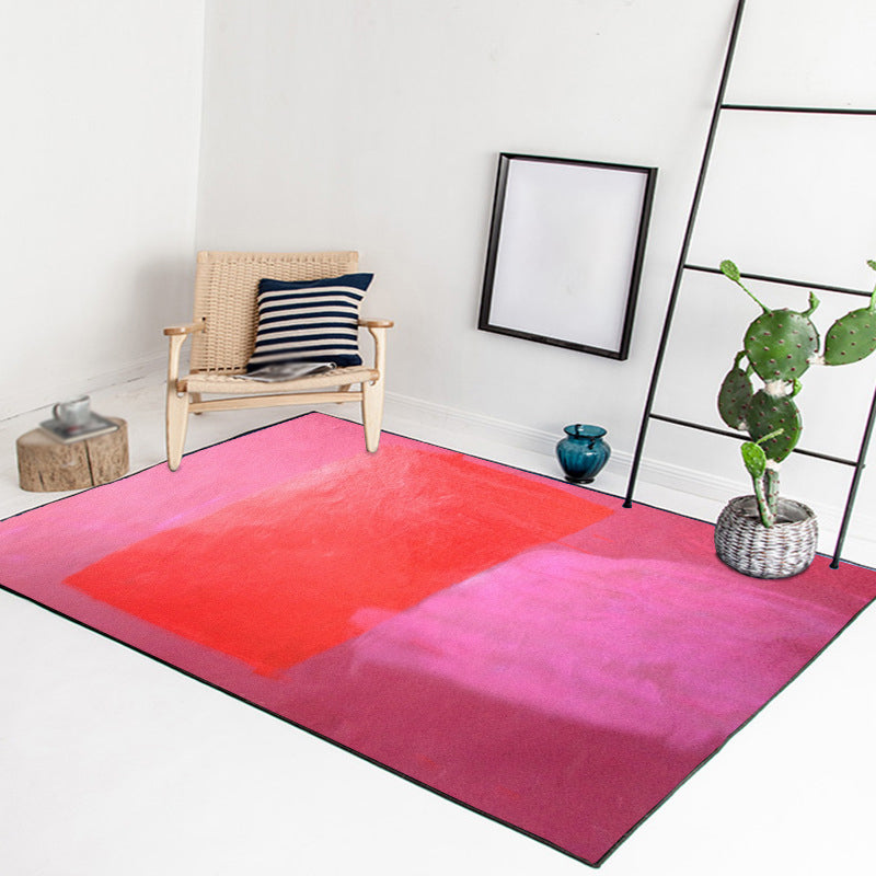 Red and yellow bedroom rug Modern abstract paint pattern area rug Polyester washable stain-resistant rug