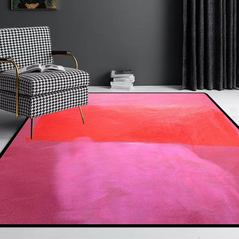 Red and yellow bedroom rug Modern abstract paint pattern area rug Polyester washable stain-resistant rug