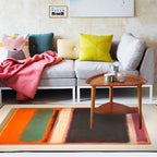 Red and yellow bedroom rug Modern abstract paint pattern area rug Polyester washable stain-resistant rug