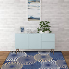 Stylish radial patterned rug Beige and Blue Modern rug Polyester Washable Non-slip backing Rug for the living room
