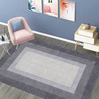 Stylish woven wood grain design rug Gray Modern rug Polyester Washable Non-slip backing Rug for Bedroom