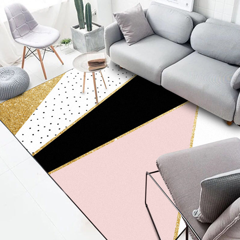 Scandinavian modern rug colorful stripes geometric pattern rug polyester non-slip rug for home decor