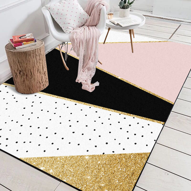 Scandinavian modern rug colorful stripes geometric pattern rug polyester non-slip rug for home decor
