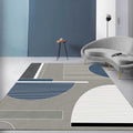 Modern living room rug in gray color block stripes irregular shape printed rug polyester non-slip backing rug