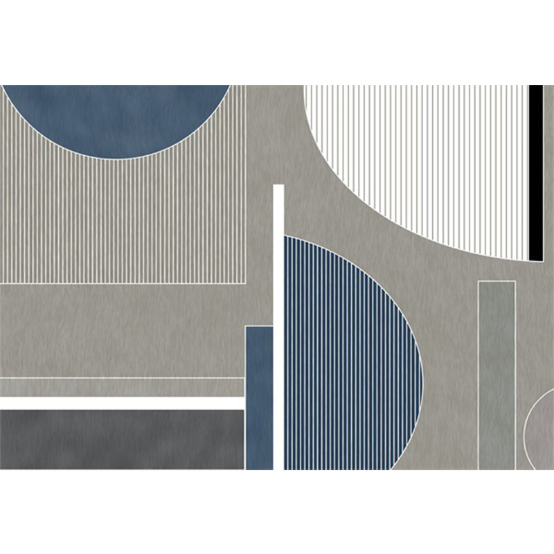 Modern living room rug in gray color block stripes irregular shape printed rug polyester non-slip backing rug