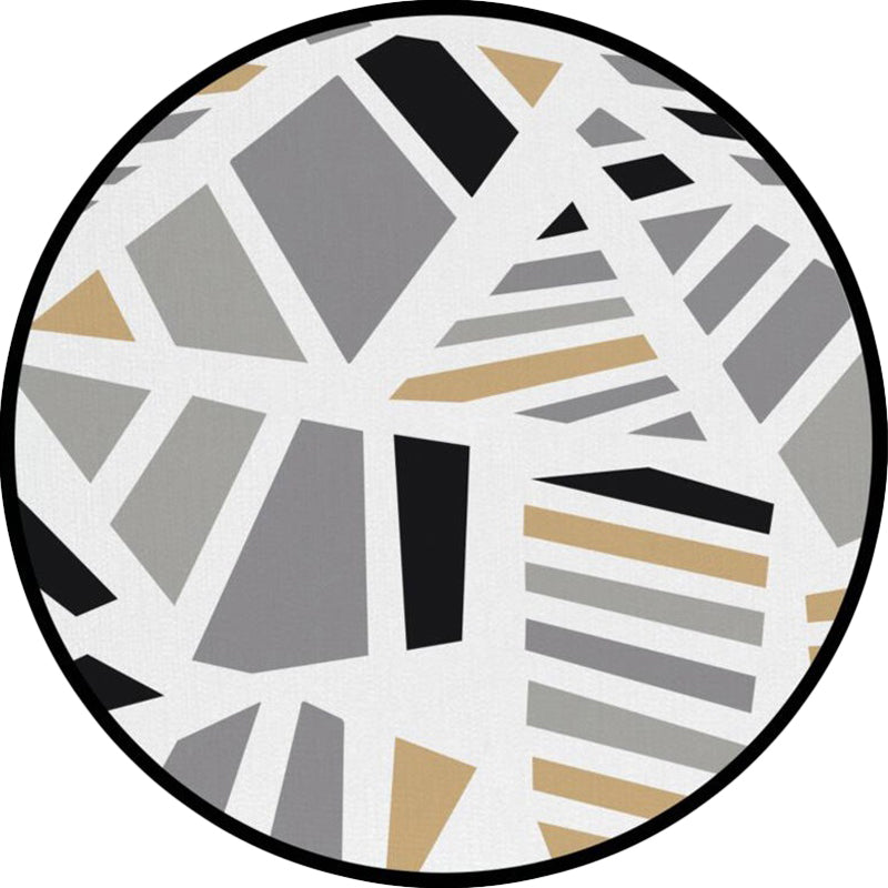 Simple modern rug in gray geometric pattern rug polyester pet-friendly rug for home decoration