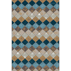 Colorful Bedroom Rug Modern Geometric Diamond Pattern Area Rug Polyester Stain Resistant Rug