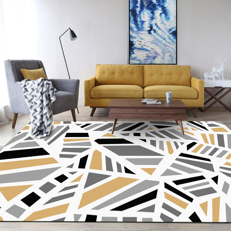 Minimalist modern rug in gray geometry irregular shape pattern rug polyester non-slip backing rug for home decor