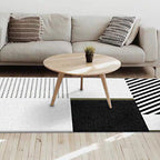 Nordic Modern Rug in Black and White geometric dot pattern striped rug polyester washable rug for home decor
