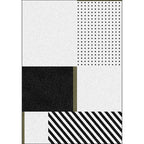 Nordic Modern Rug in Black and White geometric dot pattern striped rug polyester washable rug for home decor